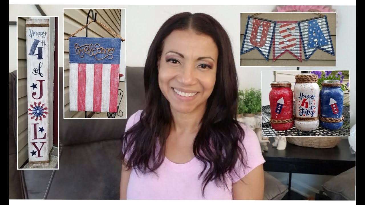 4TH OF JULY! 4 DOLLAR TREE CRAFTS RECYCLE FARMHOUSE HOME DECOR FOR SUMMER