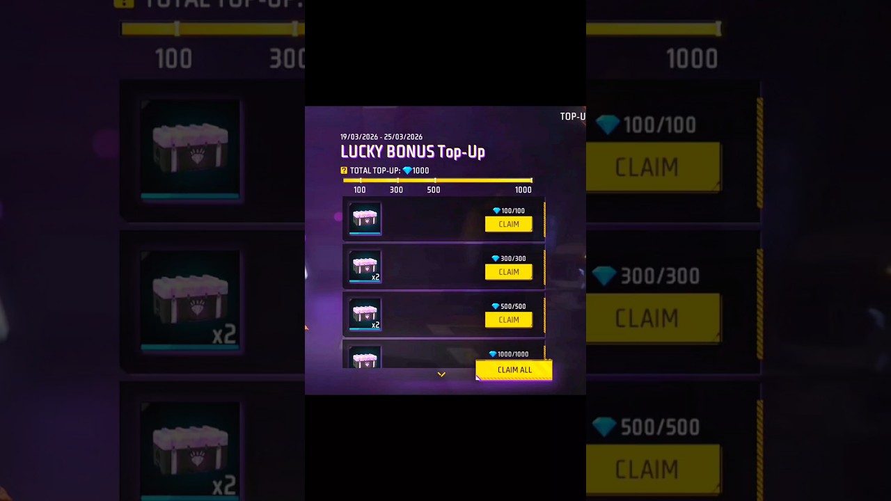 How to Get 1000 Diamonds in Free Fire | Lucky Bonus Top-Up Event | Free Fire New Event| FF New Event