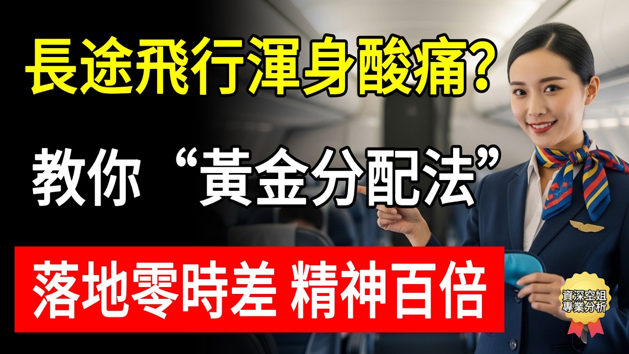 長途飛行渾身酸痛？資深空姐教你“黃金分配法”，落地零時差、精神百倍！#睿智同行 #空姐詠晴 #長途飛機 #經濟艙症候群 #倒時差 #防腳腫