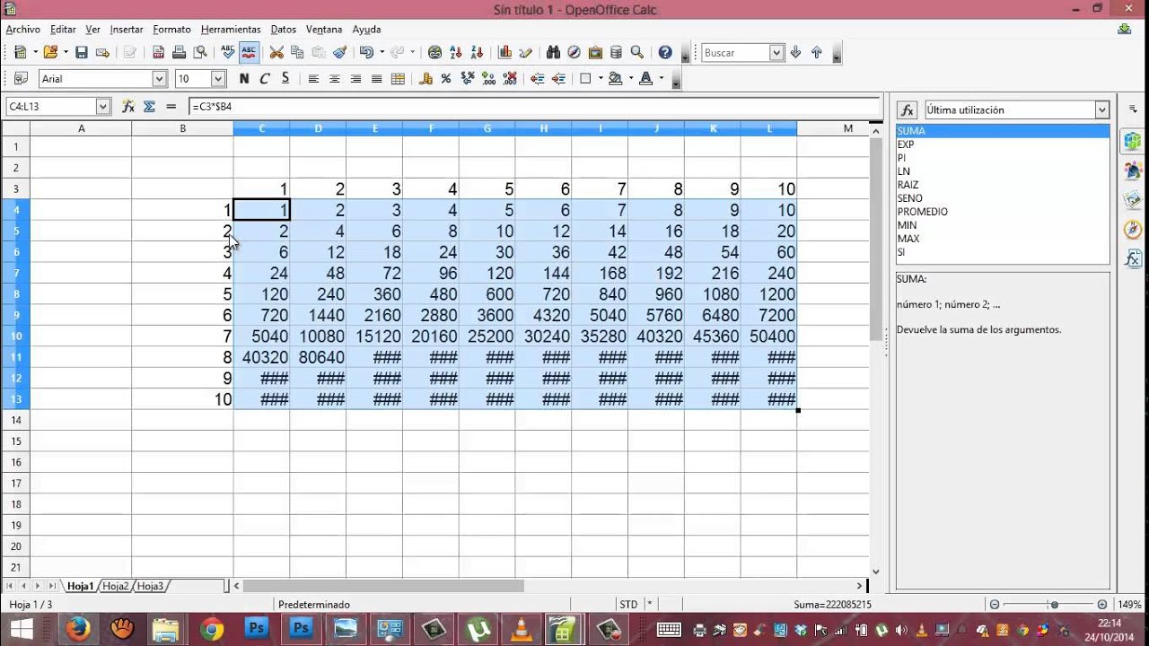 Calc Tabla de doble entrada OpenOffice Academia Usero Estepona