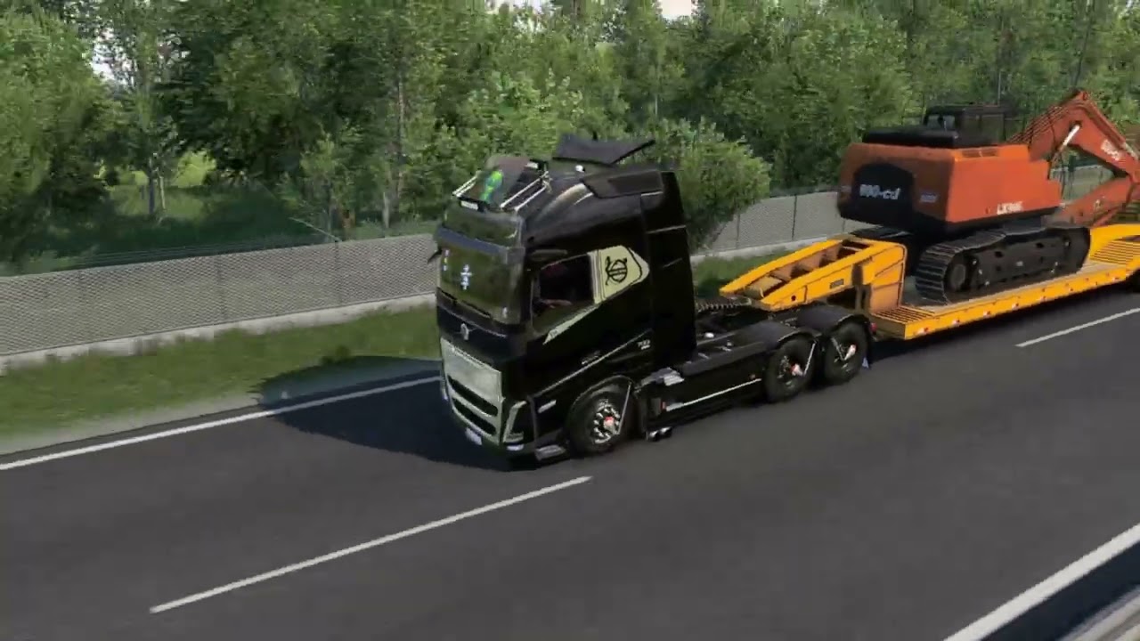 FUI ENTREGAR A ESCAVADEIRA NO VOLVO FH5 750 NO PUXE DA PRANCHA TRES EIXOS  ETS 2 1.57