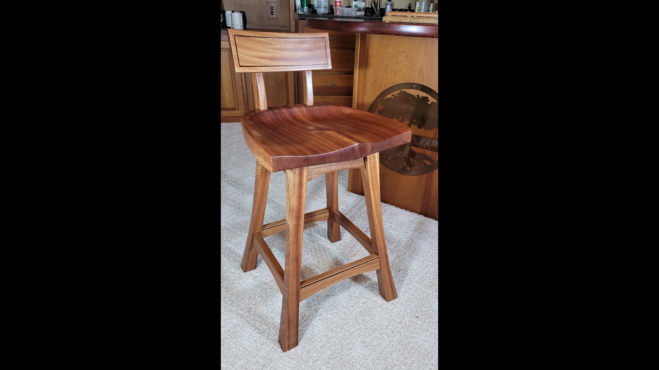 How to build this low back swivel bar stool.   Video 5:   Compound angle legs with angled M&T joints