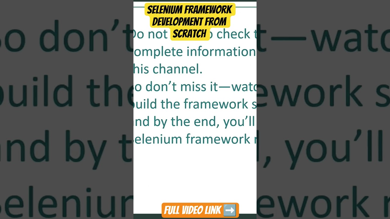 how to create a selenium framework from scratch?