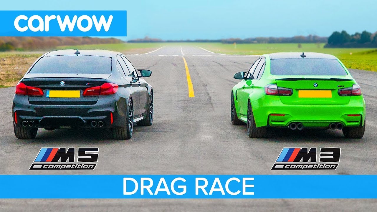 BMW M5 Comp v BMW M3 Comp - RWD-mode DRAG RACE, ROLLING RACE & BRAKE TEST