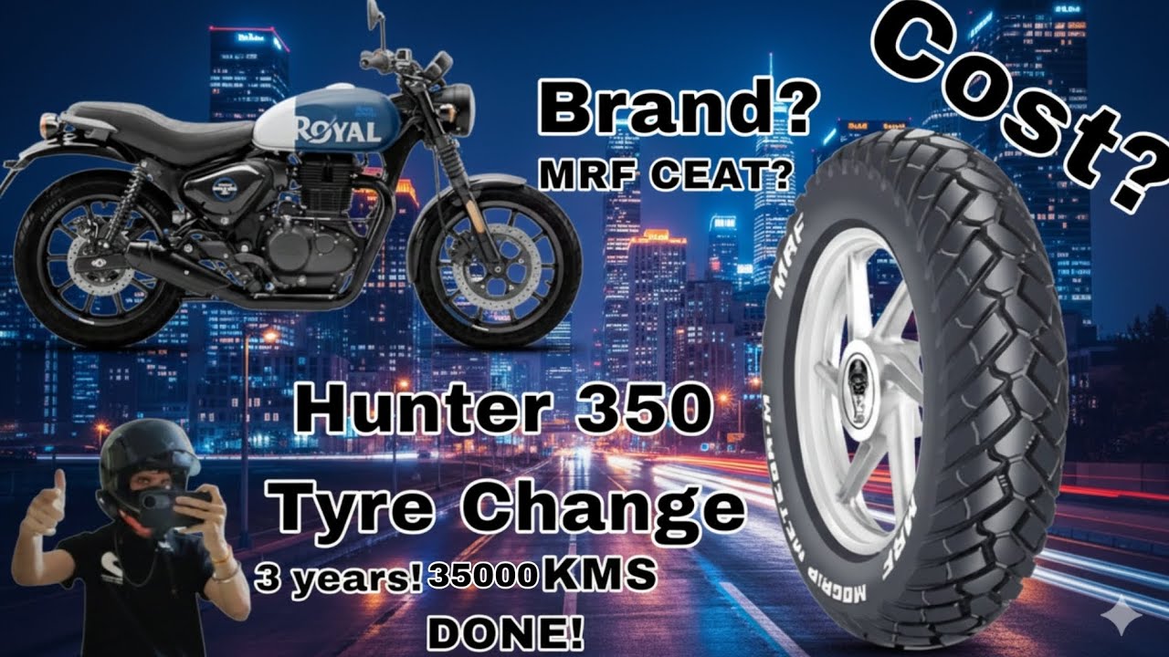 Installing Motorcycle HUNTER Tyres 35K kms #hunterxhunter #royalenfield #mrf #dji #hunter350 #biker 