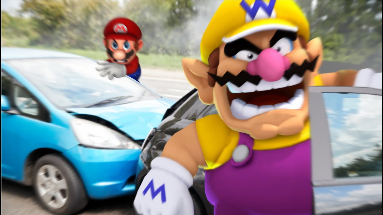 Wario Dies After Getting Rear Ended By Mario