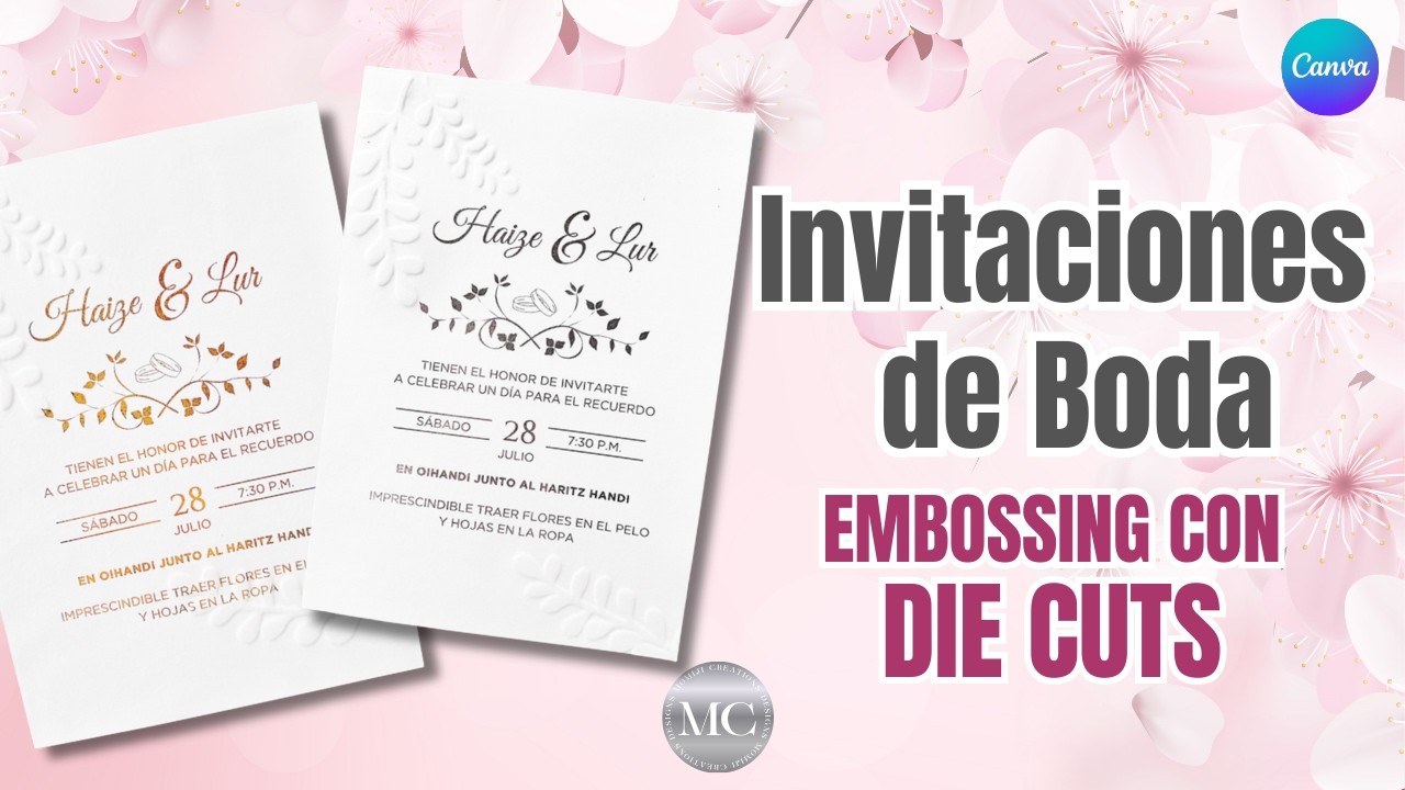 Invitaciones de boda con acabado profesional  Canva + Foil + EMBOSSING CON DIE CUTS paso a paso