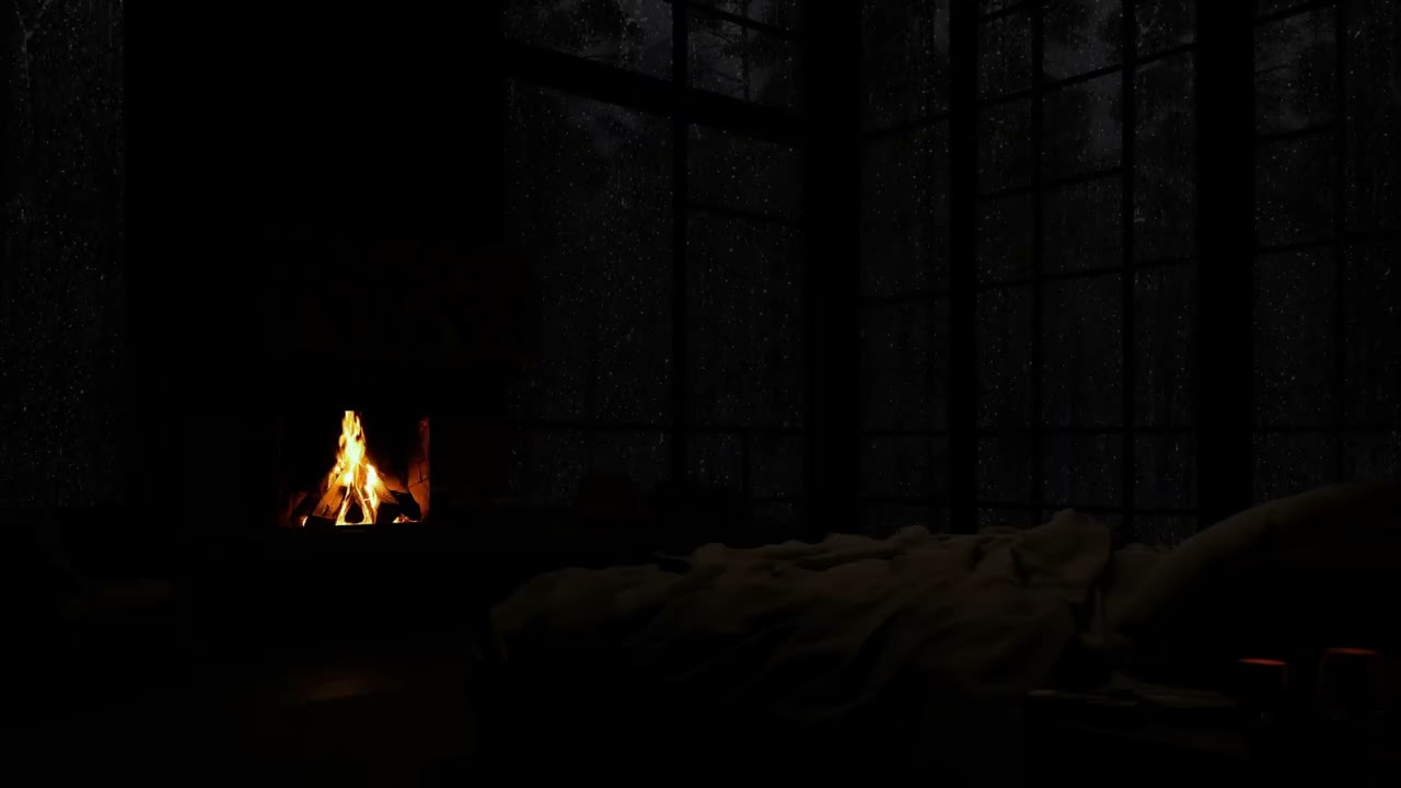 Thunderstorm,Rain & Crackling Fireplace in a Cozy Cabin🔥Perfect Ambience for Sleep & Relaxation😴