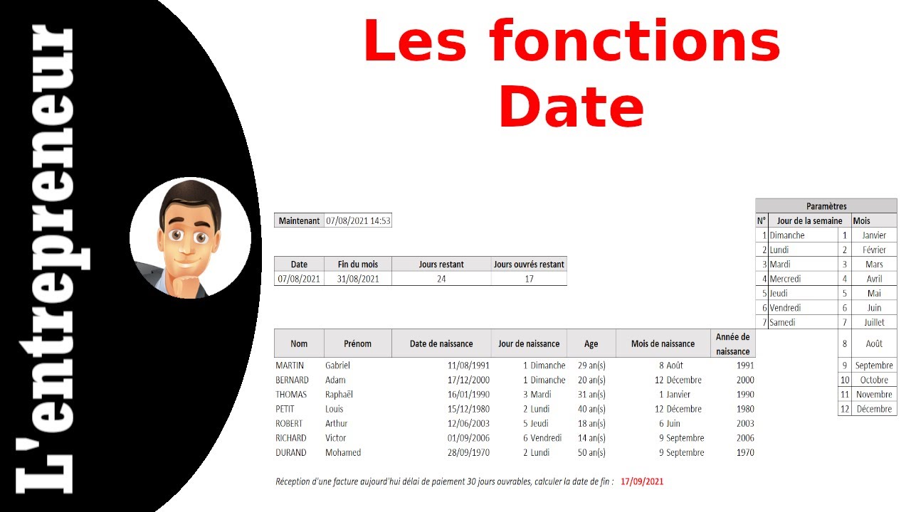 Les fonctions date sur Excel