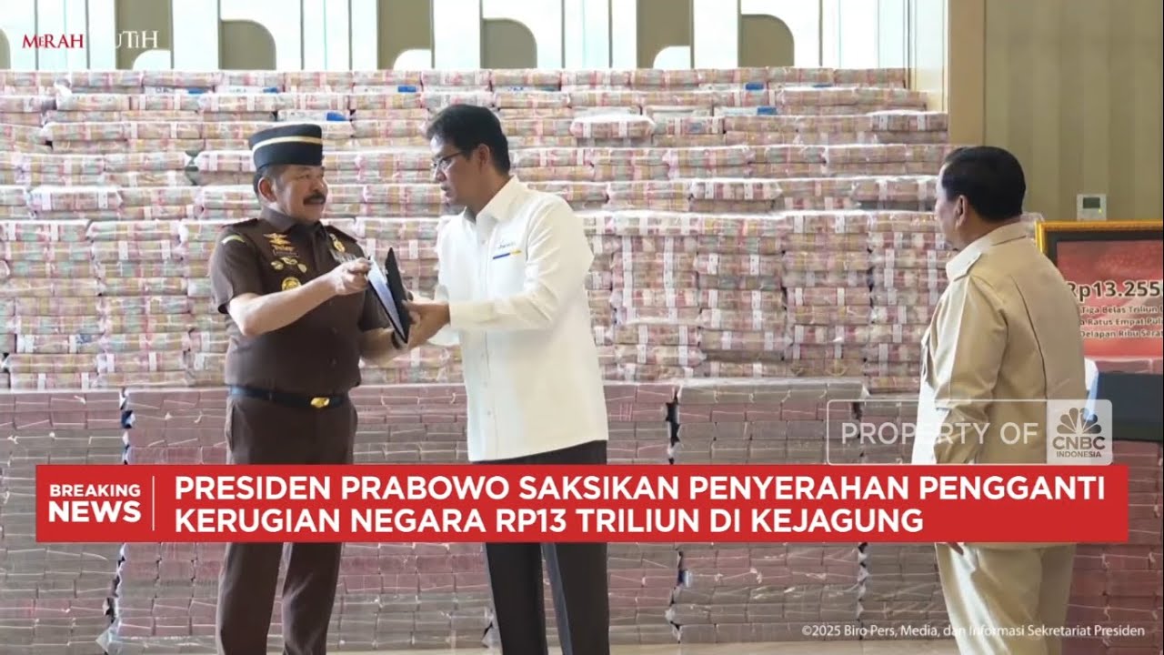 Kejagung Serahkan Duit Korupsi CPO Rp 13,2 Triliun ke Menkeu Purbaya