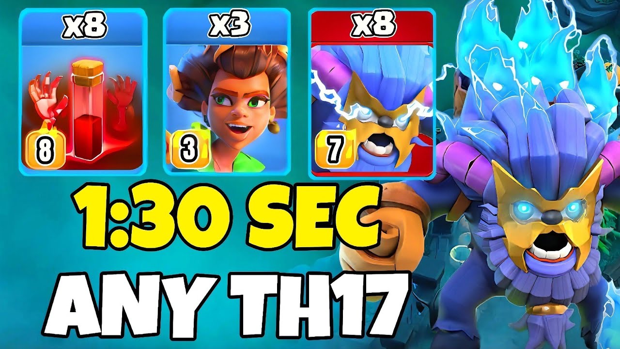 TH17 Super Yeti + Root Rider + Skeleton Spell Attack Strategy|TH17 Attack Strategies(Clash of Clans)