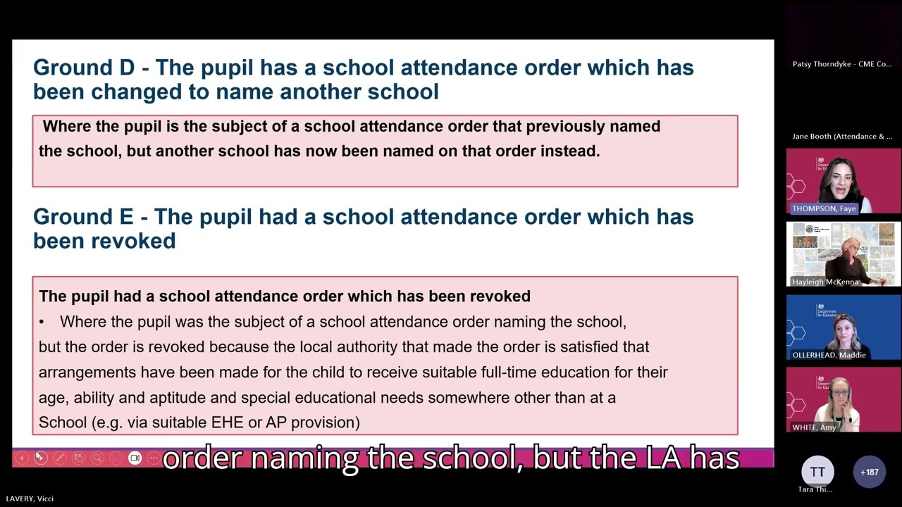 Children Missing Education Best practice Webinar - Deletion from the Admission register