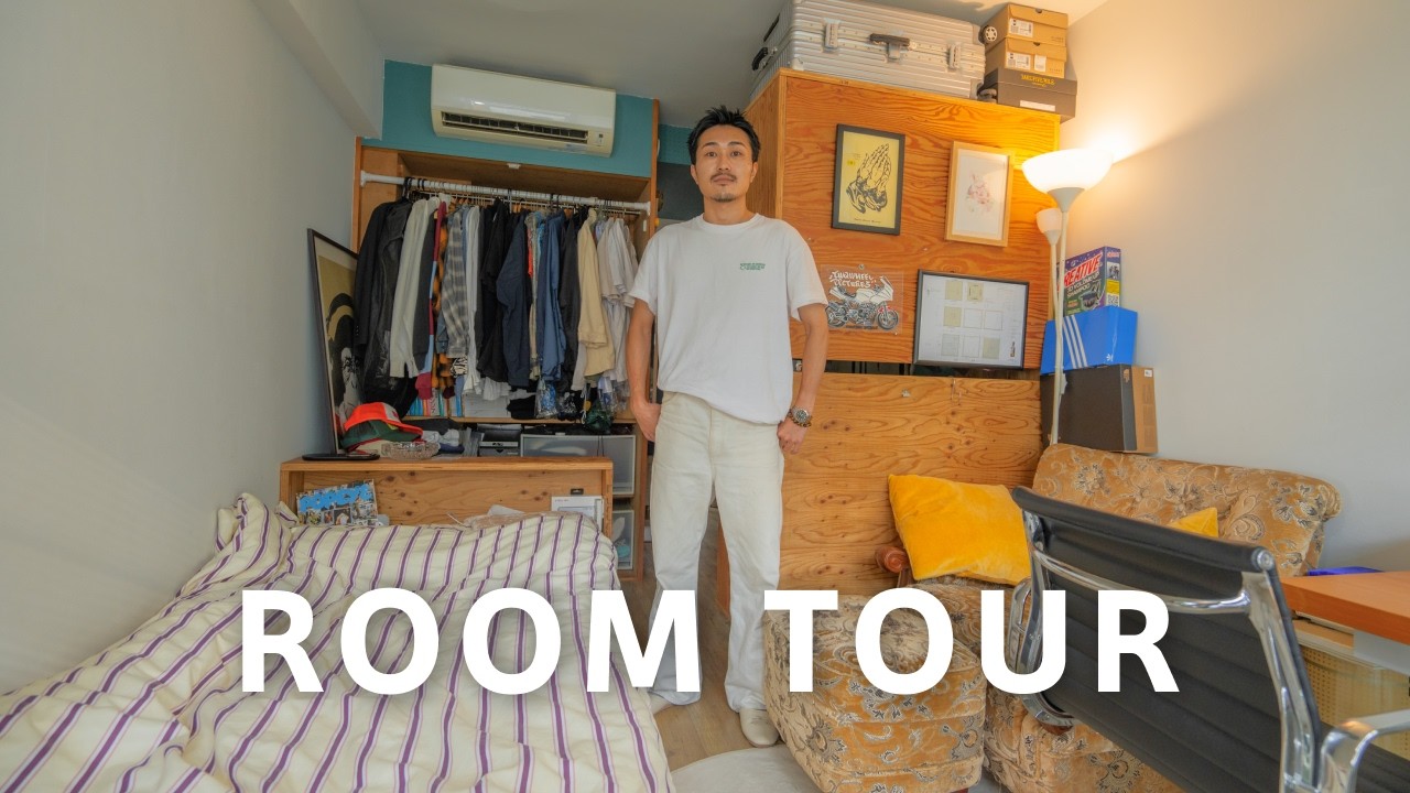【ルームツアー】バイク&ストリートカルチャーに影響を受けた住宅設計士の自宅｜1R9畳をアイデアで快適に｜ヴィンテージ&DIY家具でアメリカンな空間に｜20平米｜20代男性一人暮らし｜KOHSKE