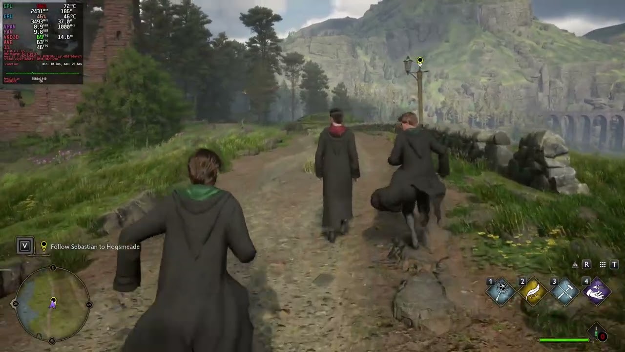 Hogwarts Legacy on linux rx 6700 xt 1440p