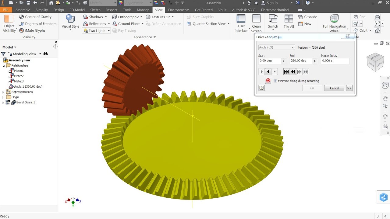 Autodesk Inventor Tutorial Bevel Gear Animation