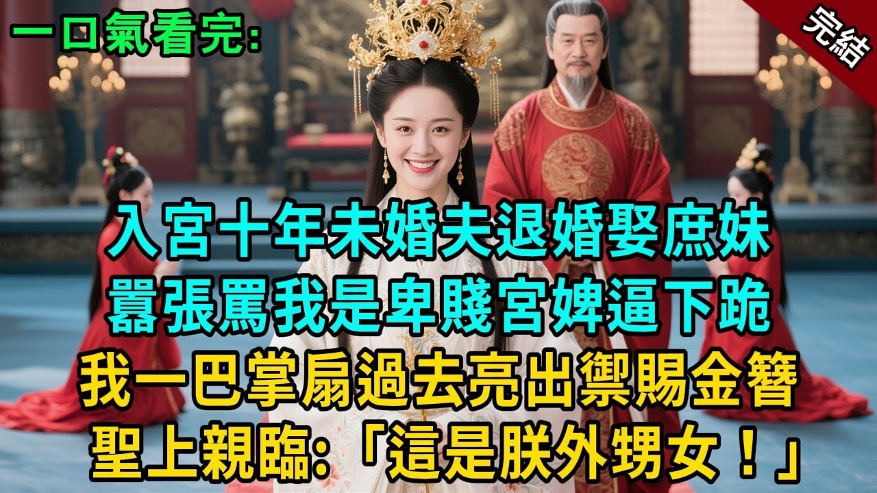 完結古言爽文：入宮十年未婚夫當眾退婚娶庶妹，庶妹囂張罵我是卑賤宮婢逼我下跪！我一巴掌扇過去亮出禦賜金簪，下一秒聖上親臨怒吼：「誰敢欺朕外甥女！」 #小説 #原創 #有聲小說 #古言 #爽文 #大女