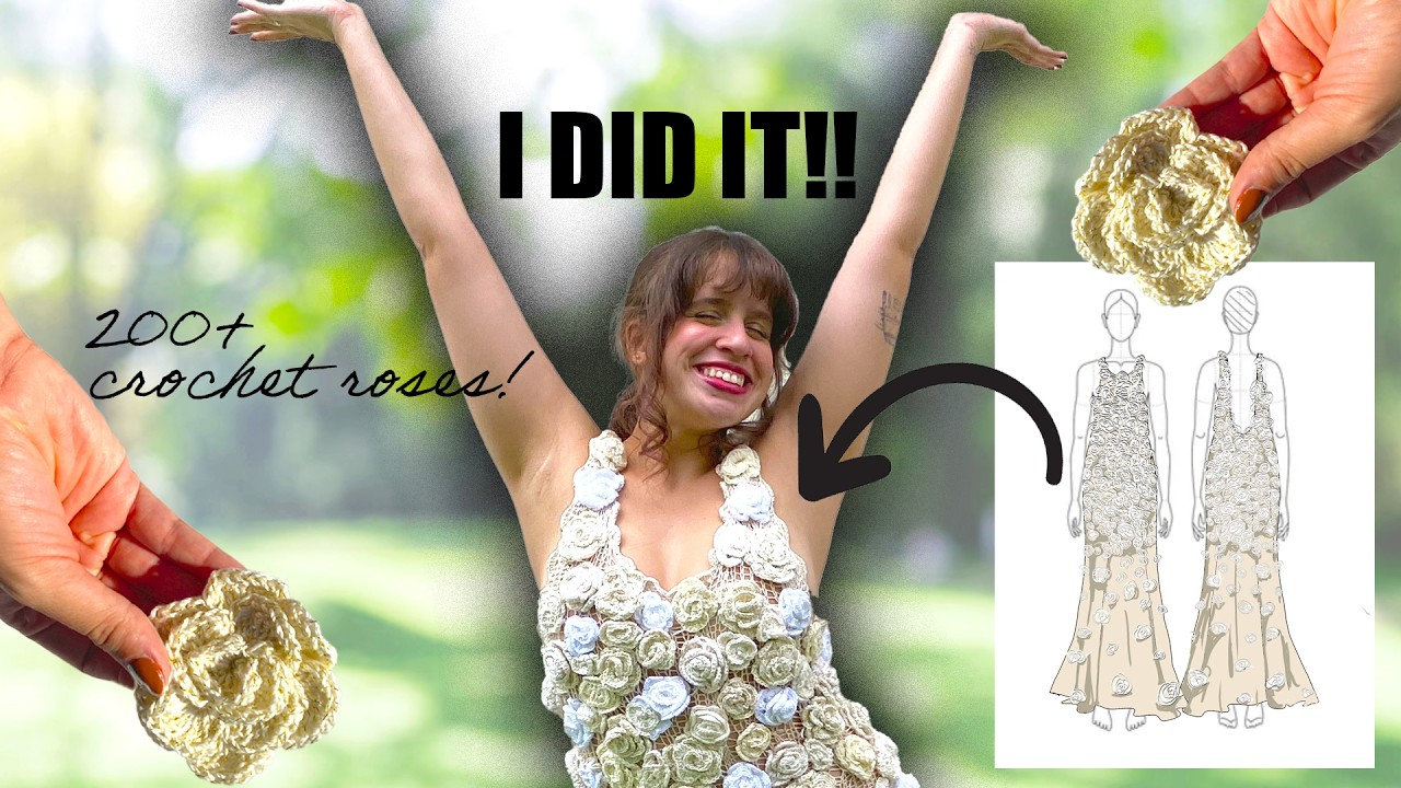 How I made a dress with 200+ Crochet Roses♡