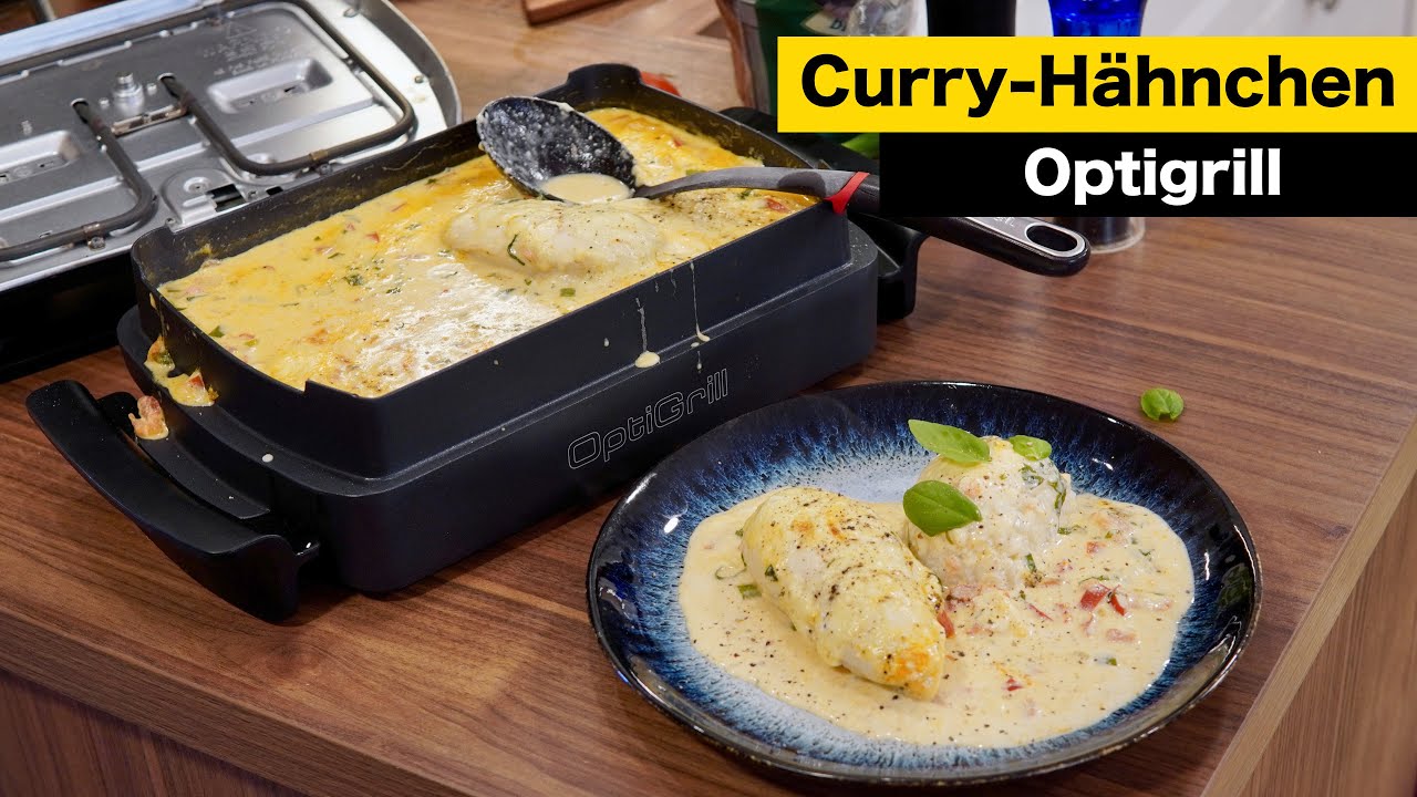 Curry-H&auml;hnchen im OptiGrill in der Backschale