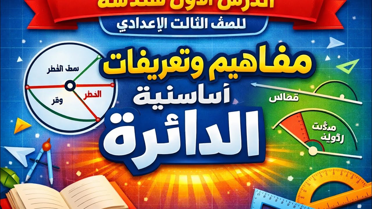 الدرس الاول هندسة للصف الثالث الاعدادي (مفاهيم وتعاريف اساسية في الدائرة)