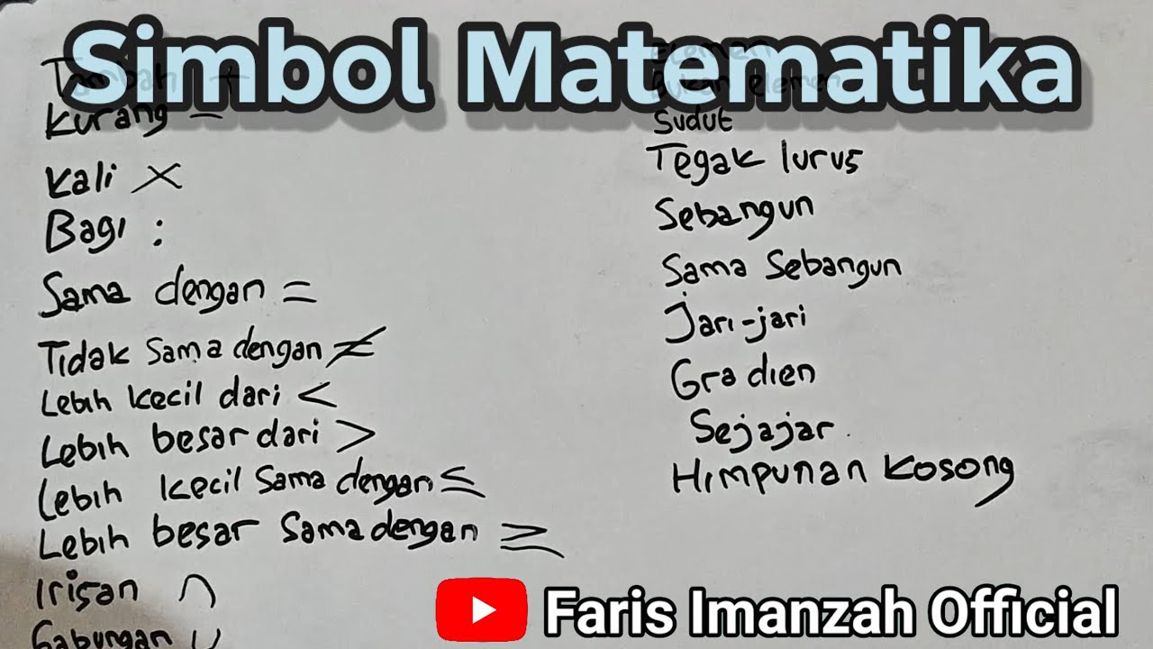 Simbol dalam Matematika || Belajar Matematika