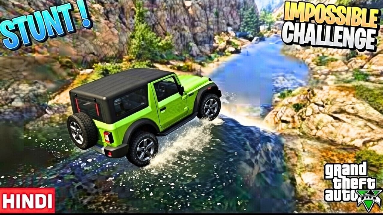Indian Cars Vs Extreme Water Jump Challenge In GTA 5 | HINDI | Mahindra Thar ROXX Vs Scorpio S11 🔥