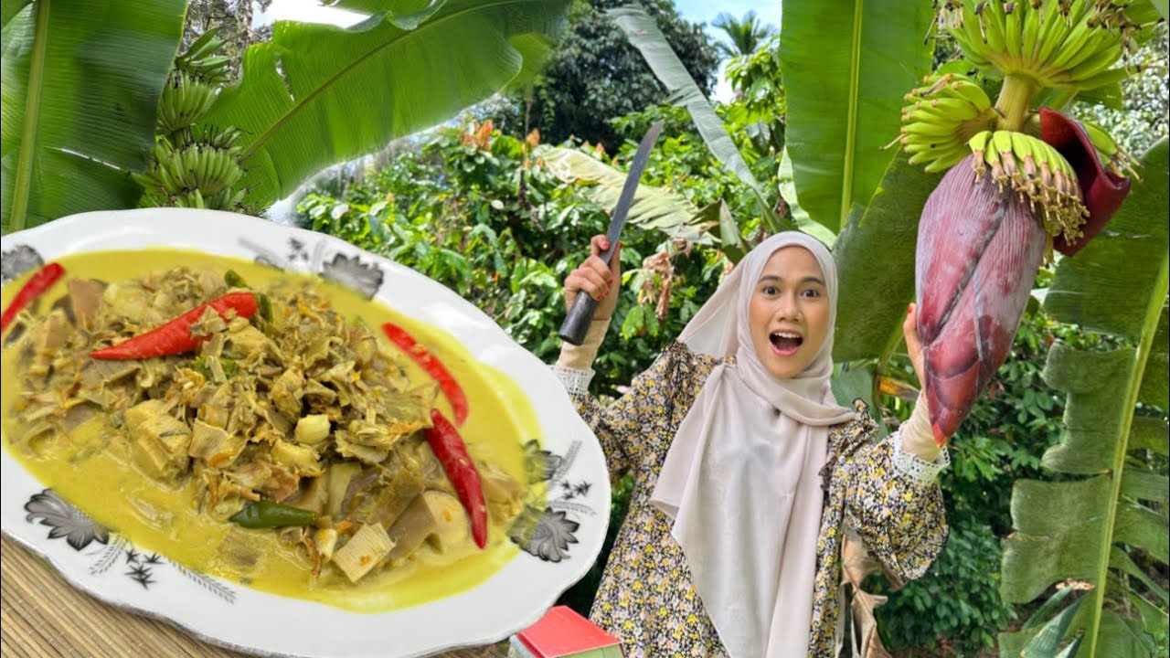 MENU TAMBAH NASI JANTUNG PISANG TUMIS SANTAN || SANGAT SEDAPPP😍