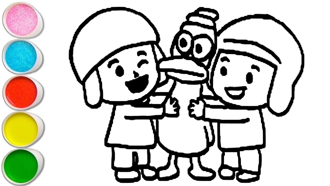 Cute pocoyo with Friends Drawing, Painting and Coloring For Kids and Toddlers_ Easy Drawing