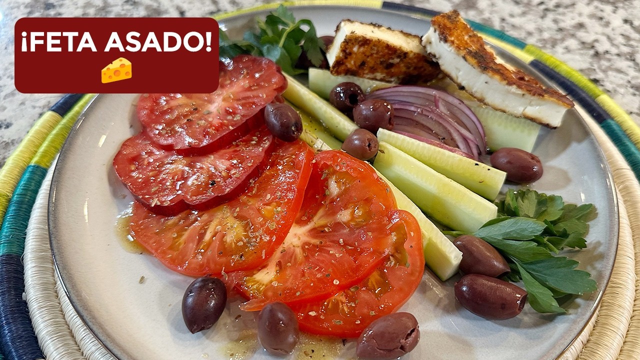 Ensalada Griega con Queso Feta ASADO 🥗🧀 | ¡Cena Fresca en 10 Minutos!