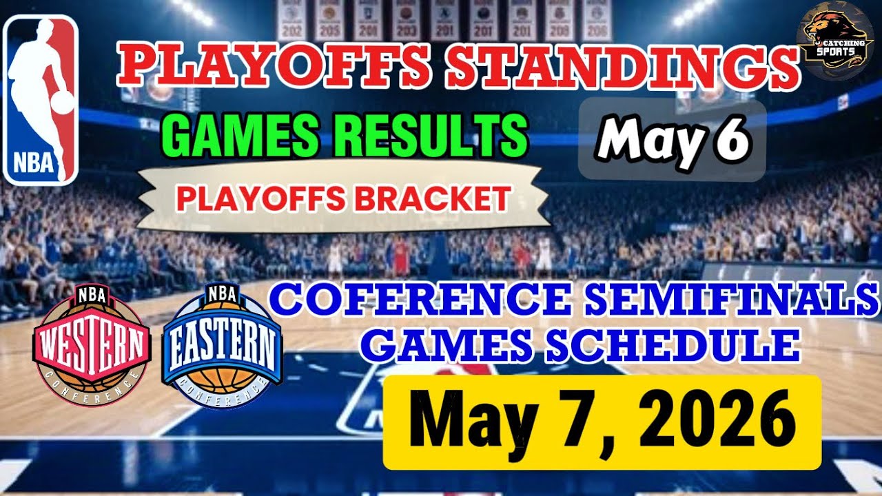 NBA STANDINGS PLAYOFFS May 6 | NBA GAMES SCHEDULE May 7, 2026 | NBA PLAYOFFS BRACKET 2026