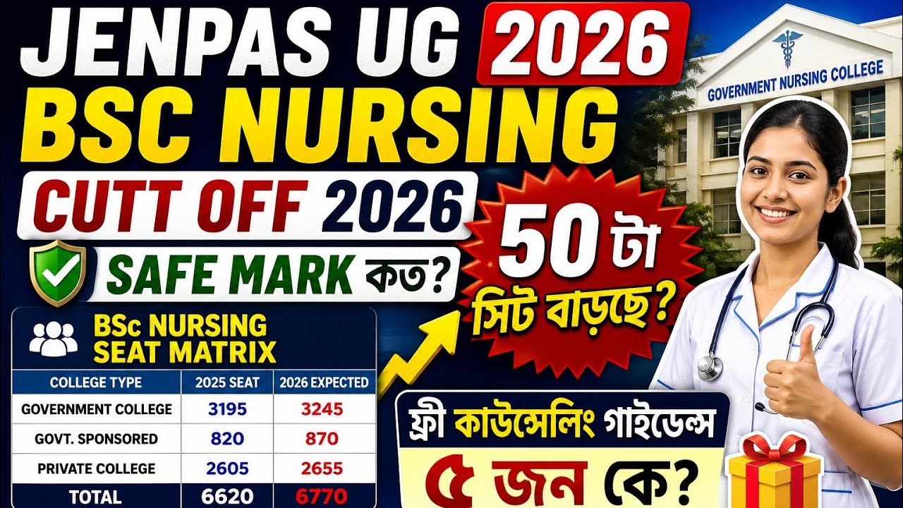 JENPAS UG 2026 BSc Nursing Seat Matrix, All College List, Cut-Off Marks 2026 College List, Seat M...