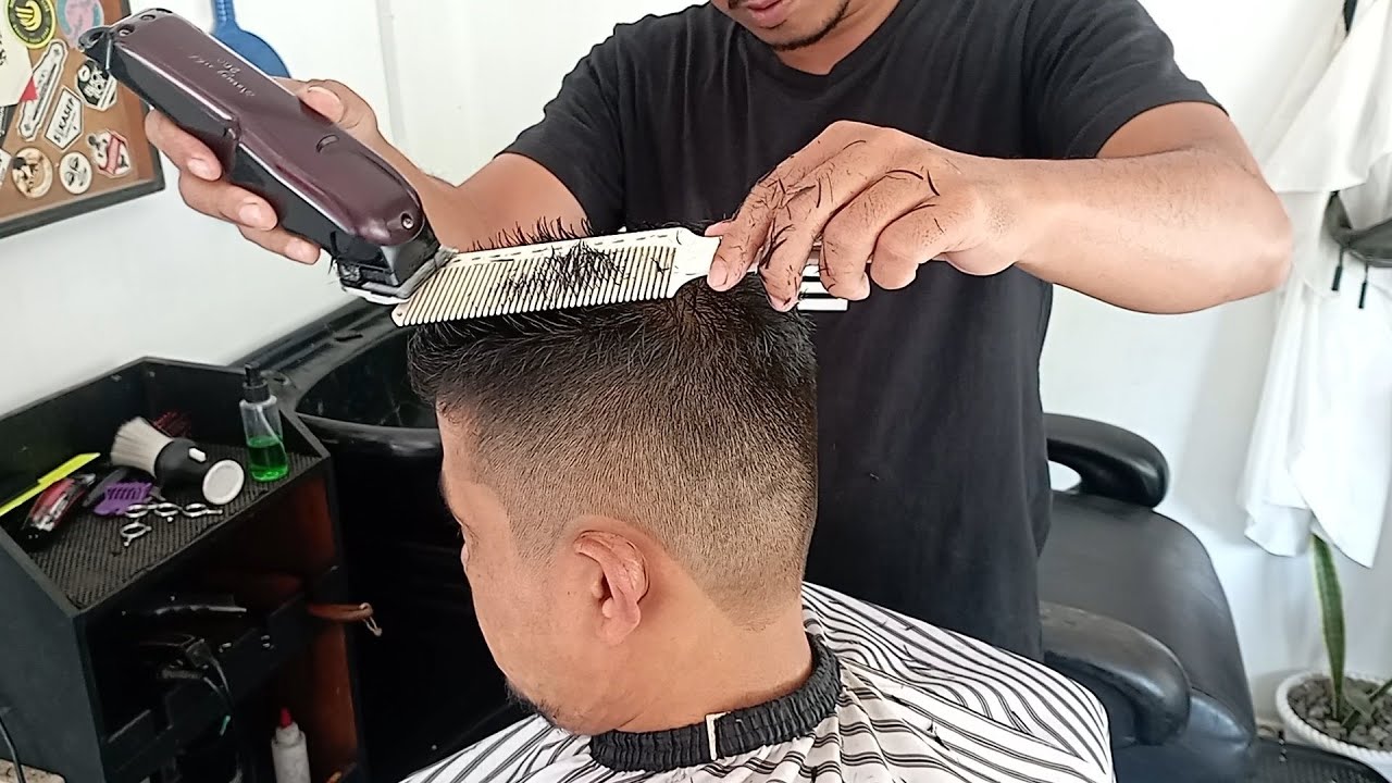 Mudah !! Tutorial potong rambut Tipis Rapi Gradasi untuk Bapak-bapak || Teknik Kursus Barbershop