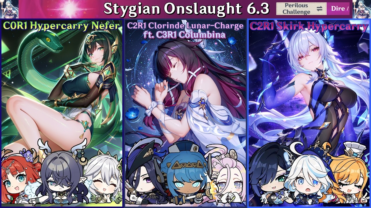 Stygian Onslaught 6.3 (Dire mode) | Nefer Hypercarry & Clorinde LC & Skirk Hypercarry [GI 原神]