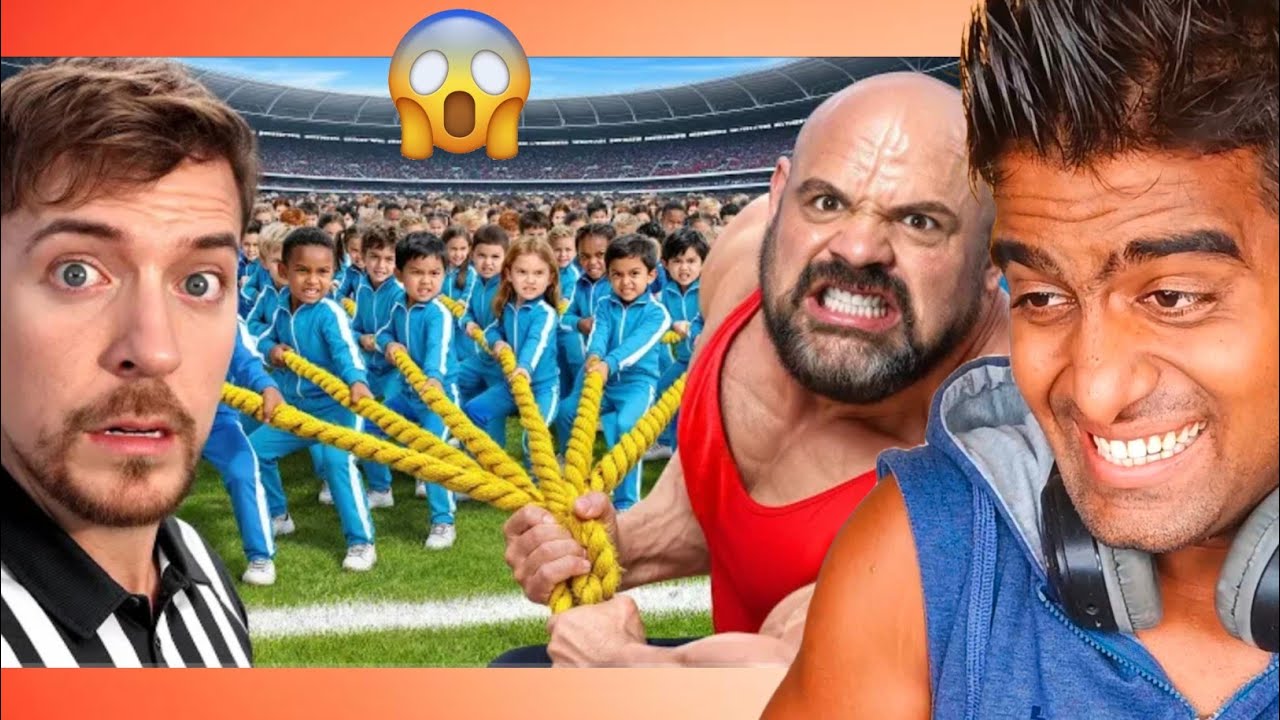 100 Kids Vs World's Strongest Man Mrbeast REACTION | SenStyle Fun 😳🔥