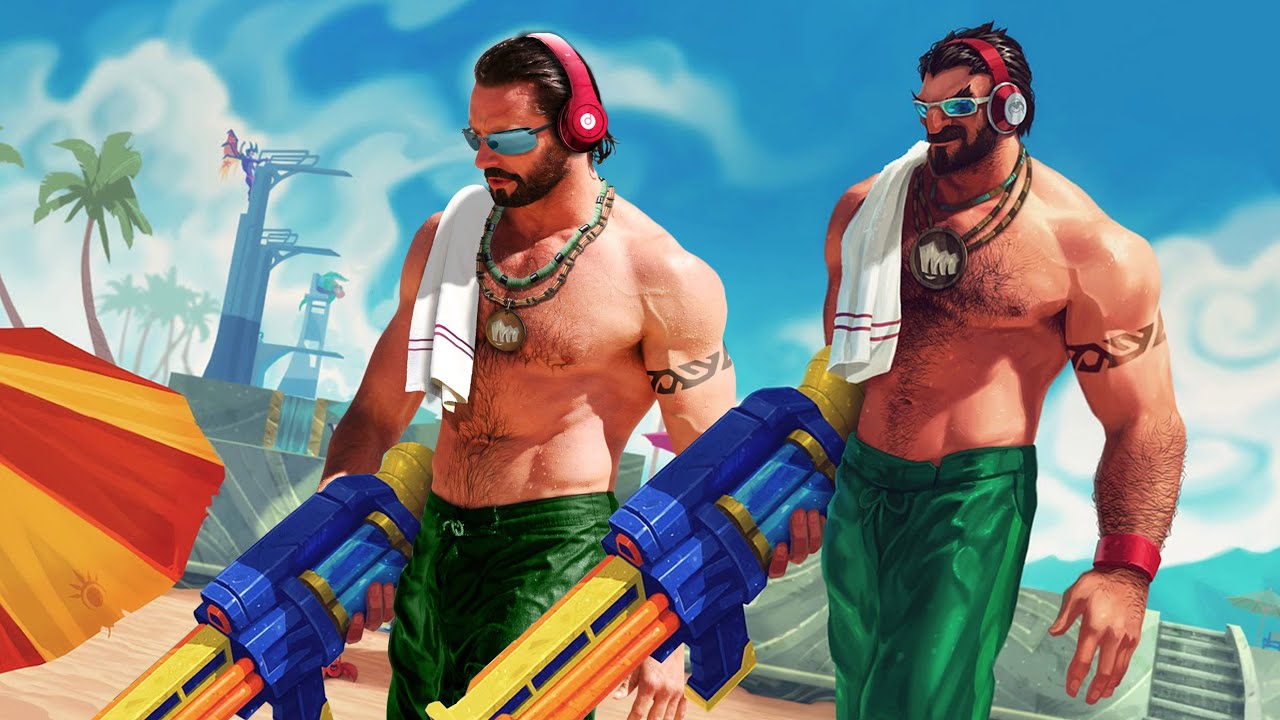 Hugh Jackman transformation into Pool Party Graves - League of Legends