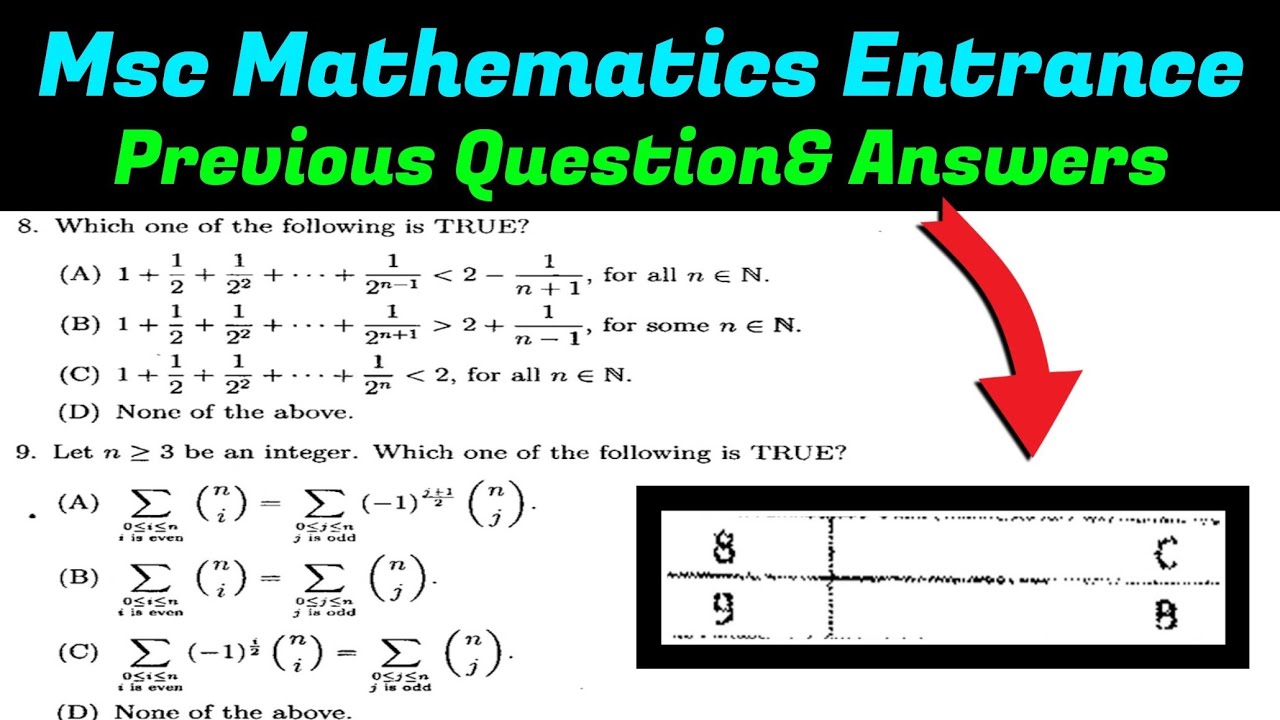 msc mathematics entrance exam question paper with answer | msc mathematics entrance exam | maths