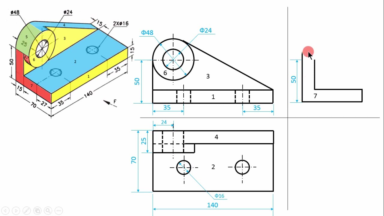 How to Draw Orthographic Projections | Engineering Graphics | Problem 9