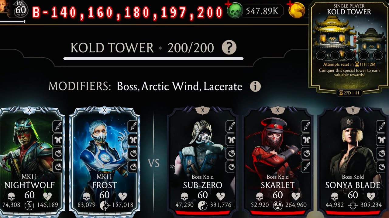 Kold Tower Boss Battle 200 & 140, 160, 180 Fight + Rewards | Mortal Kombat Mobile