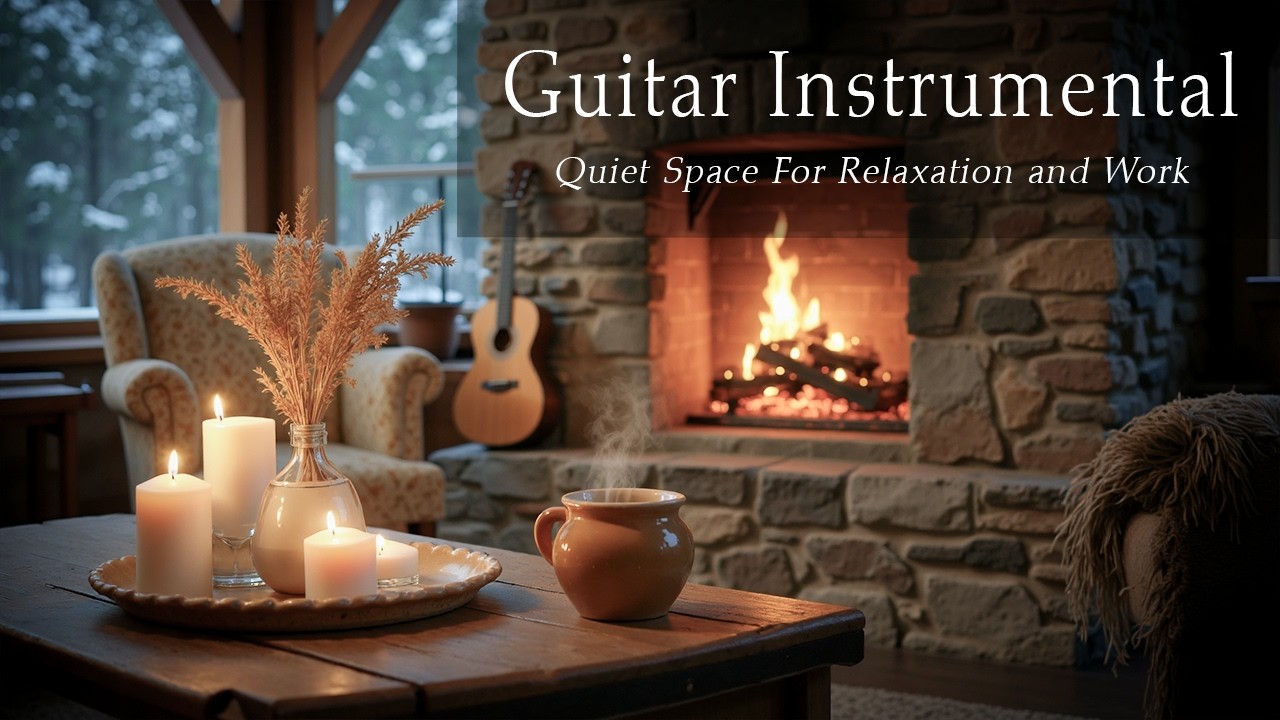 Soft Acoustic Guitar for Peaceful Night 🌙 Cozy Fireplace & Gentle Ambience (2 Hours)