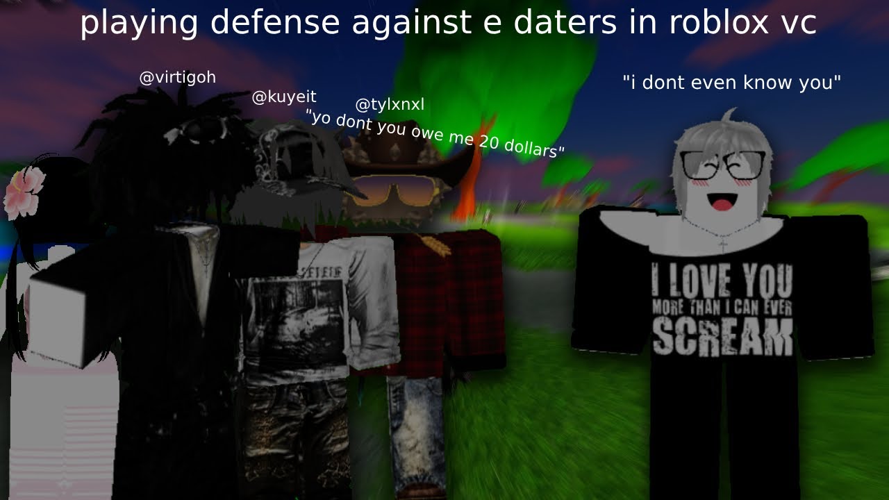 играю в защите против е-дейтеров в Roblox VC