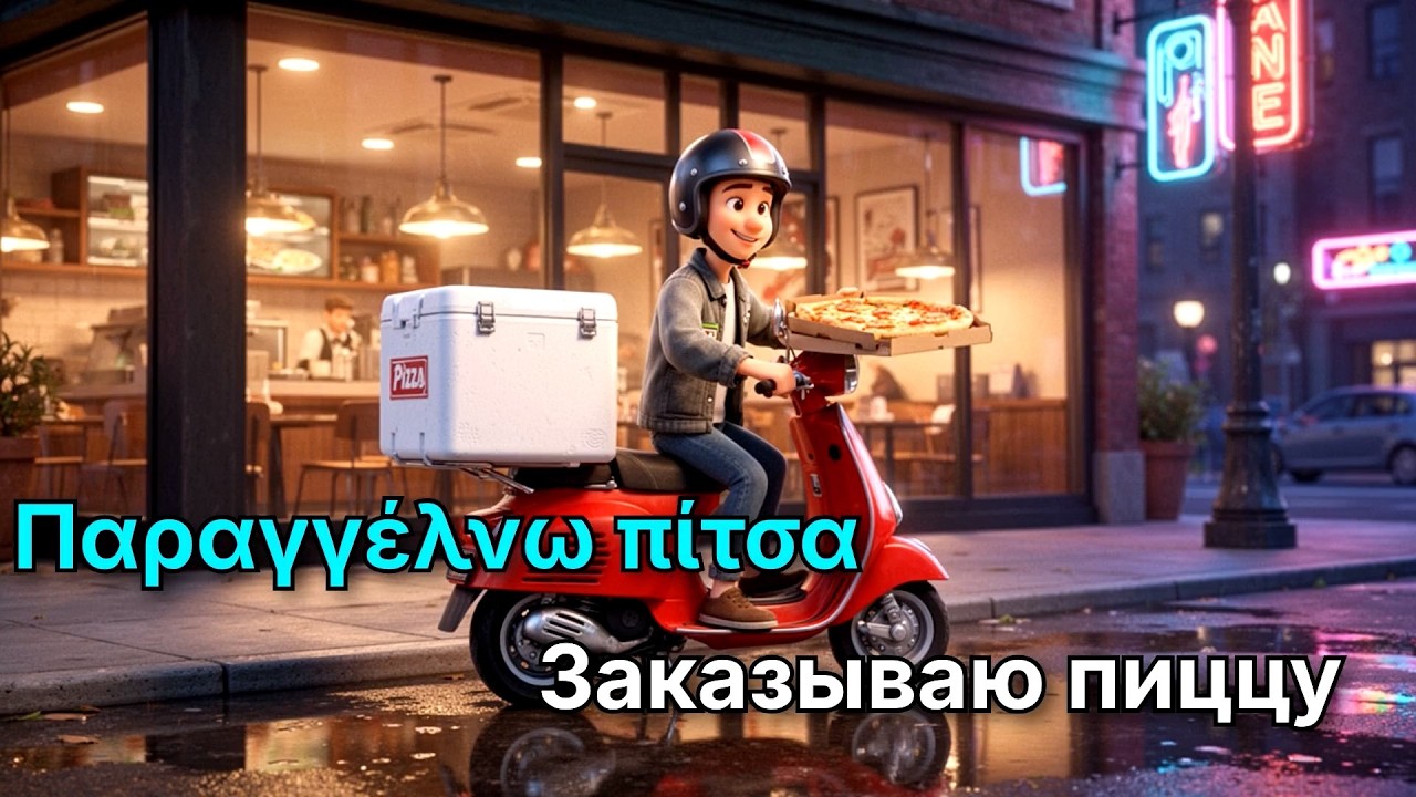 Заказываю пиццу на греческом 🍕 | Диалог + словарь + глаголы + фразы + тест | Русский перевод