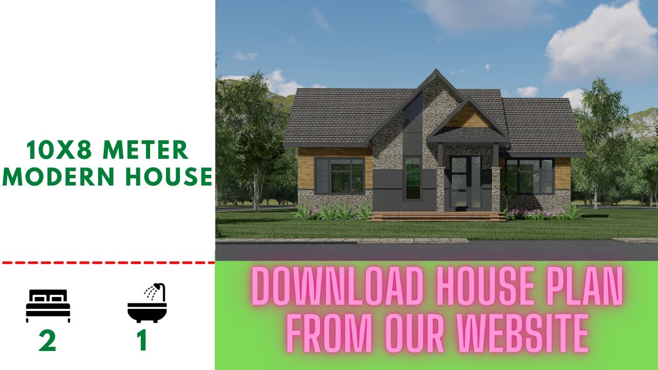 2 Bedroom Modern Contemporary Modern House Plan (10x8 METER)