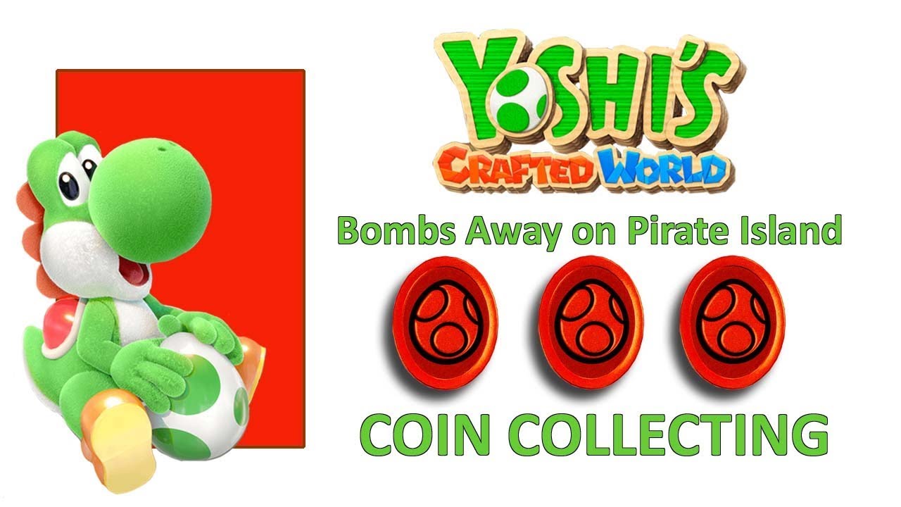 Yoshi's Crafted World 20 Red Coins in Bombs Away on Pirate Island