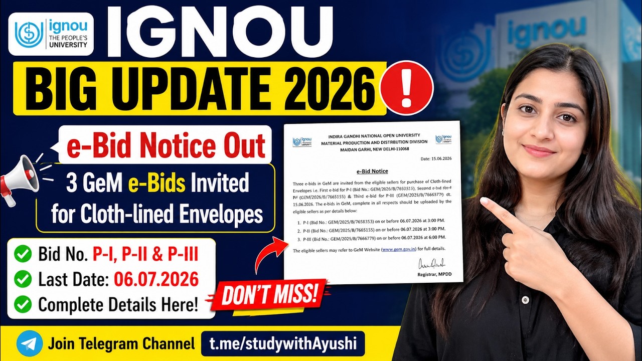 IGNOU BIG UPDATE 2026 🔥 IGNOU Invites e-Bids | MPDD Official Notice | GeM Tender Notification