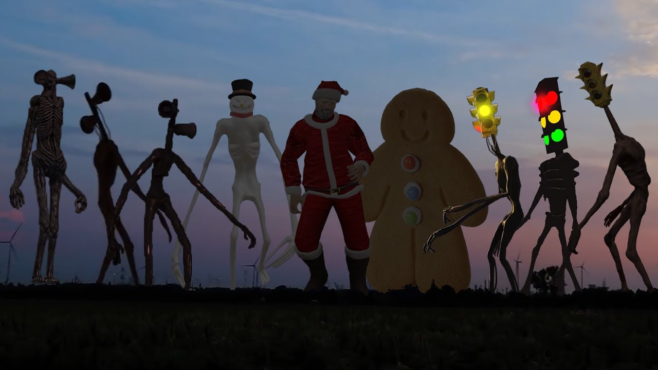 TEAM Siren Head VS TEAM Traffic Light Head VS TEAM Santa, Gingerbread & Frosty Head
