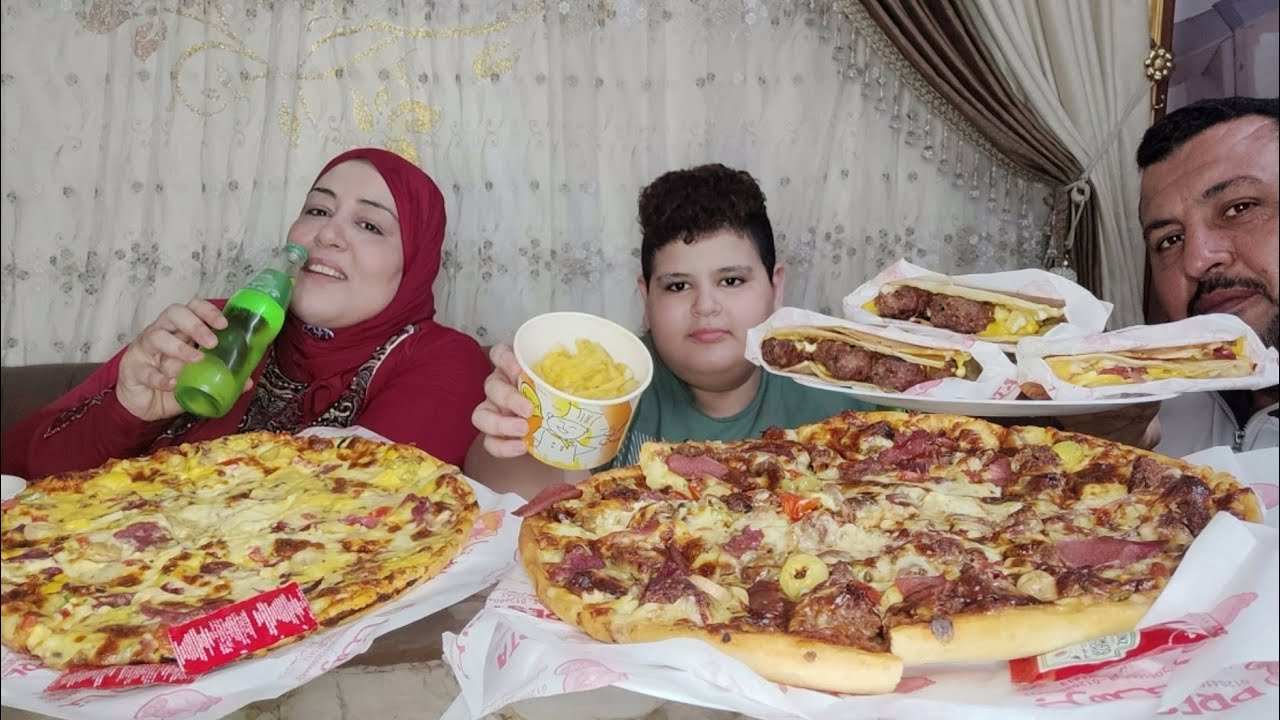 تحدي🦾البيتزا مشكل جبن🍕و مشكل لحوم والكريبات🍟والبطاطس بالجبنه🧀