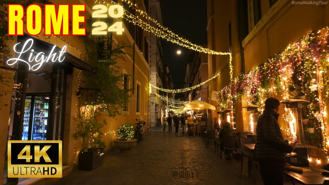 Rome, Italy 🇮🇹 - 4K ROME Christmas Lights 2024 ✨ Rome Walk 🎄 With Captions