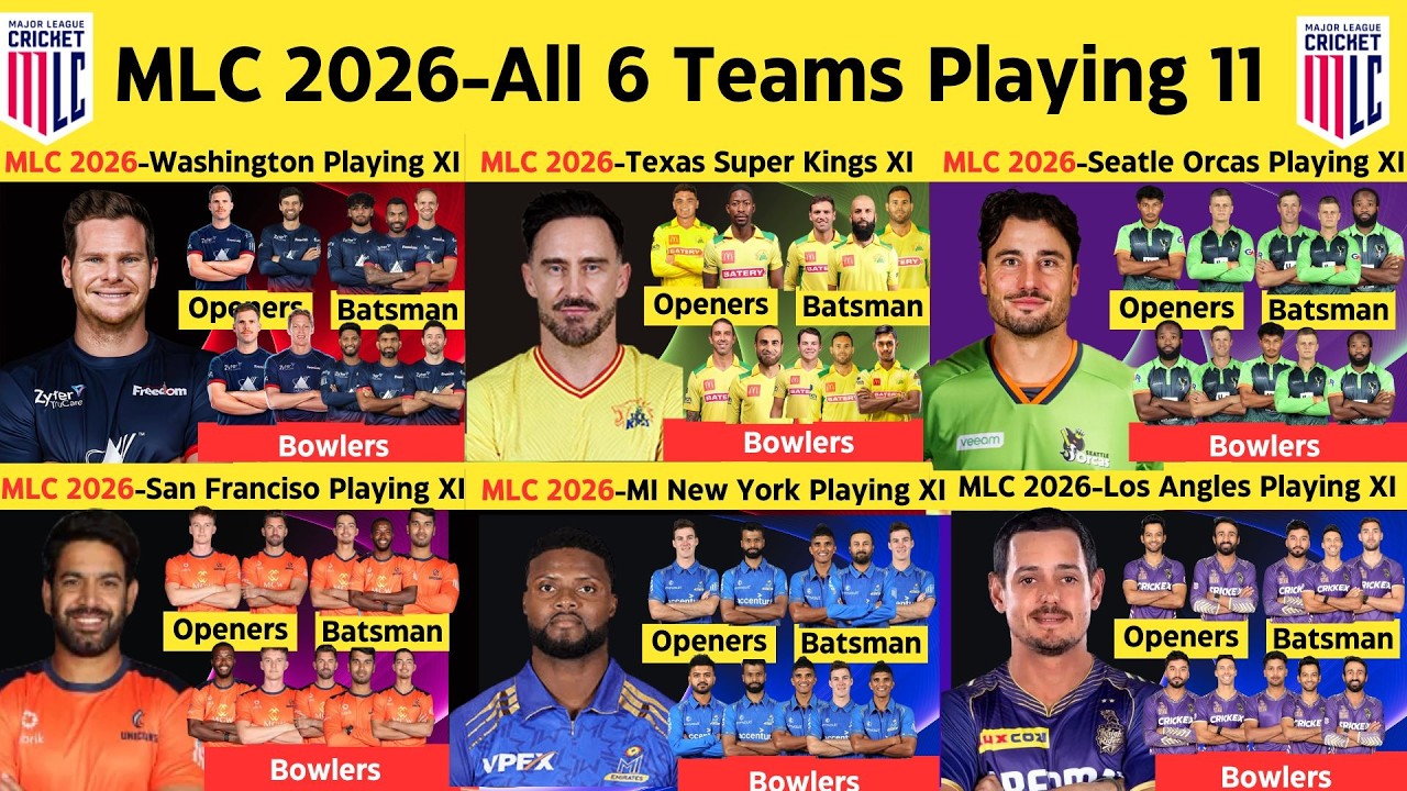 MLC 2026 - All Teams Final Playing 11 | All Teams Playing XI MLC 2026 | Major League Cricket 2026