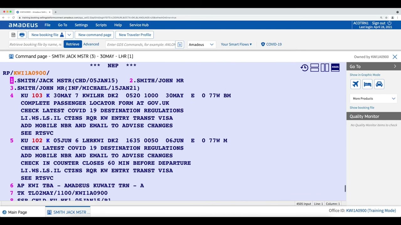 انشاء حجز باستخدام اماديوس-Amadeus Training Arabic How to Create a PNR