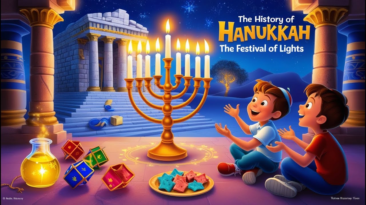 The History of Hanukkah: The Festival of Lights - Animated Story for Kids in English