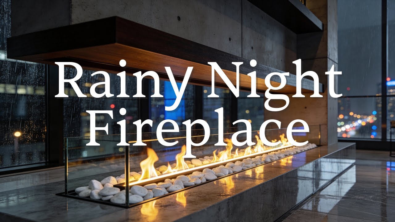 City Rain & Modern Fireplace 🔥🌧️ Luxury Loft Ambience | No Music | 2 Hours (4K)